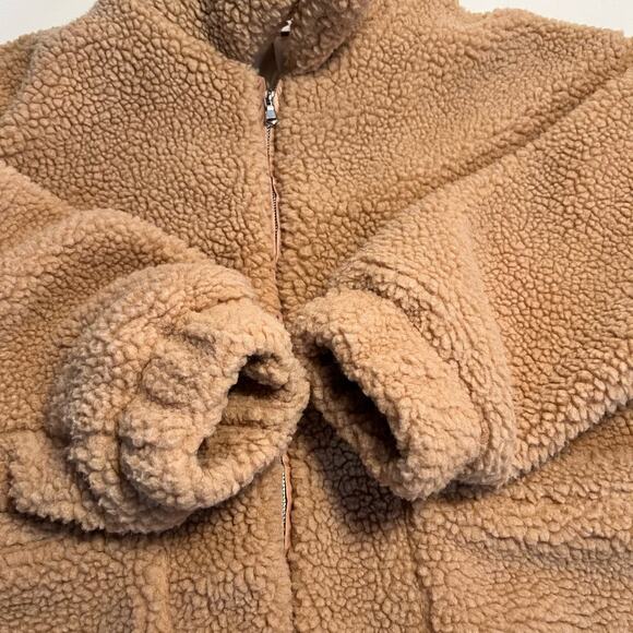 I.AM.GIA Jacket Size L Pixie Sherpa Teddy Tan Caramel Zip Up Oversized - Picture 6 of 12
